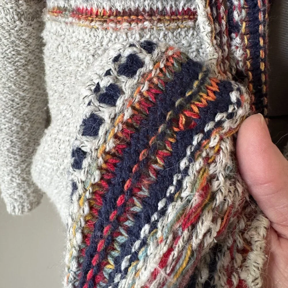 Coco Y Club Grandpa Cardigan Tribal Pattern Fringe Long Sweater L - Picture 4 of 10